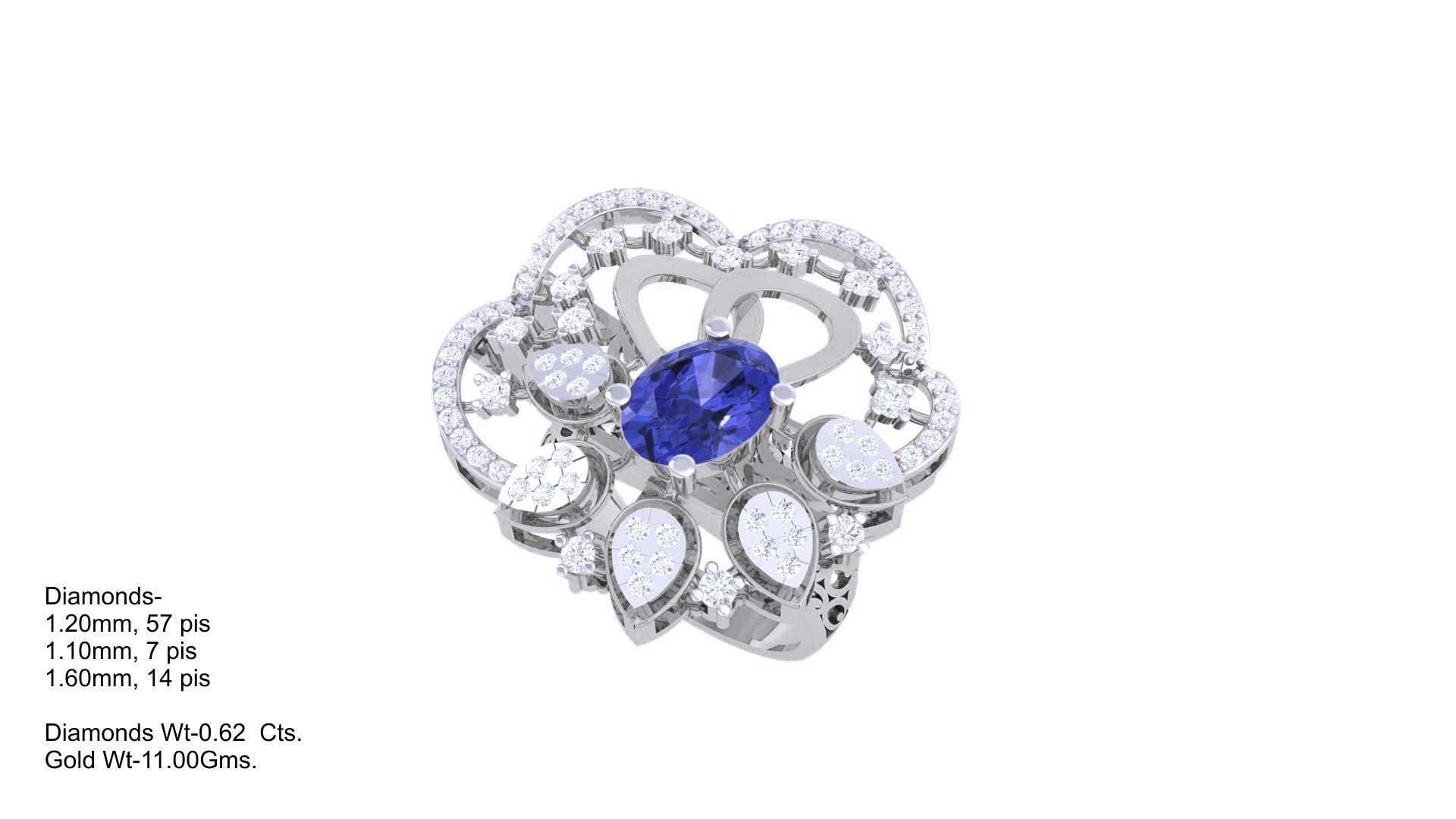 Gemstone High Jewelry Cocktail Ring 3dm stl renders 3D print model_5