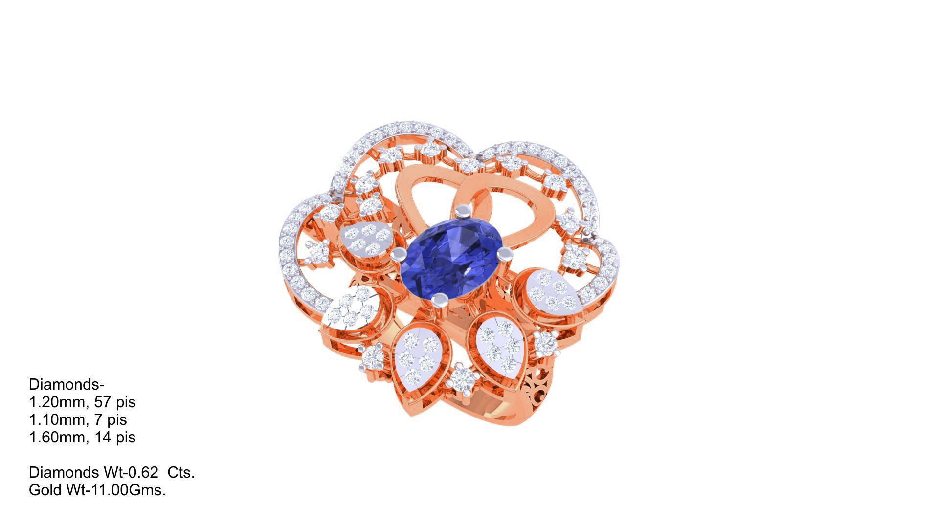 Gemstone High Jewelry Cocktail Ring 3dm stl renders 3D print model_4