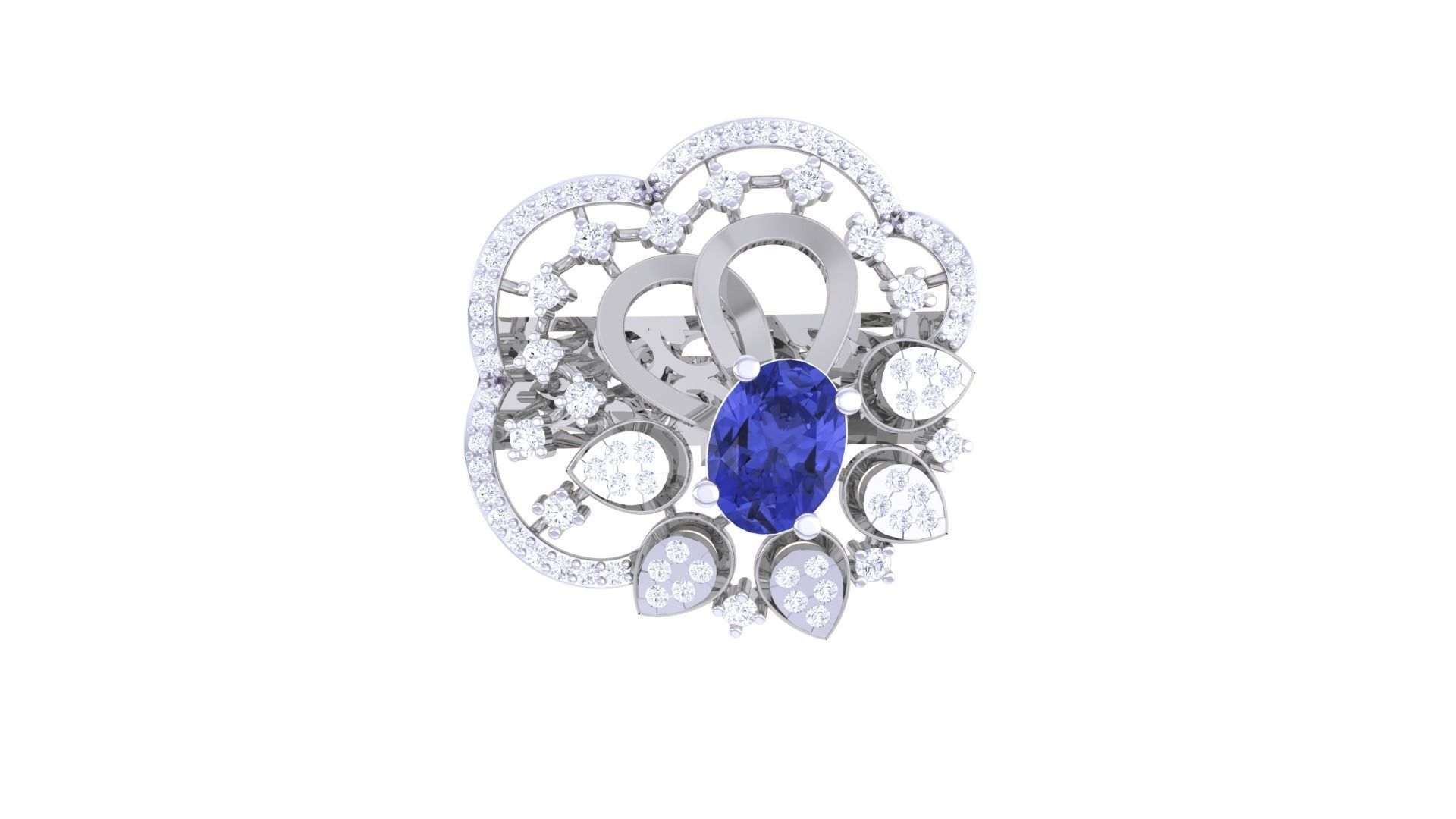 Gemstone High Jewelry Cocktail Ring 3dm stl renders 3D print model_8