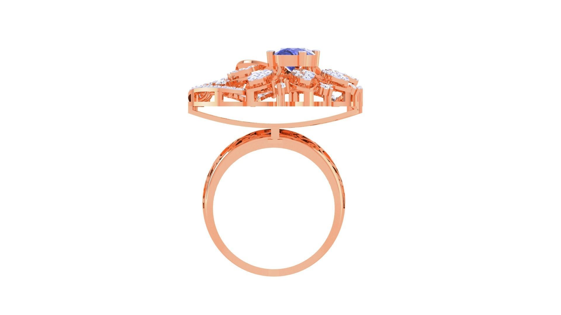 Gemstone High Jewelry Cocktail Ring 3dm stl renders 3D print model_12