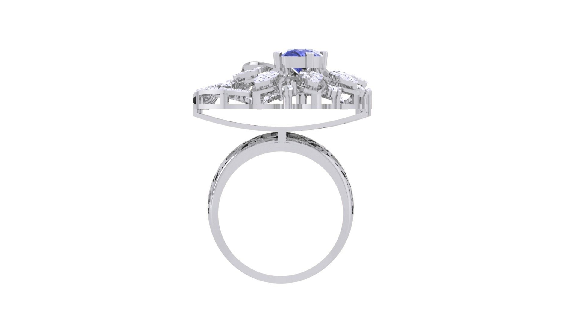 Gemstone High Jewelry Cocktail Ring 3dm stl renders 3D print model_10