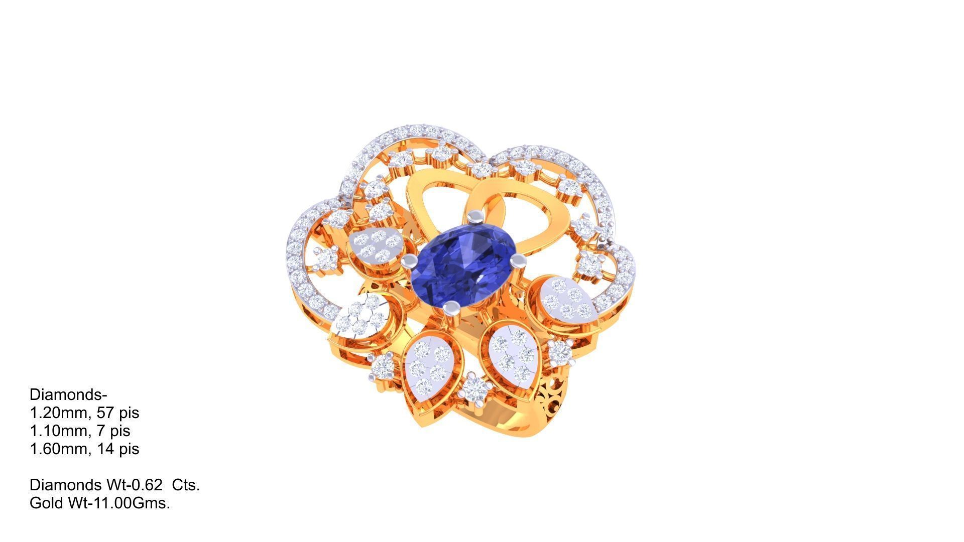 Gemstone High Jewelry Cocktail Ring 3dm stl renders 3D print model_3