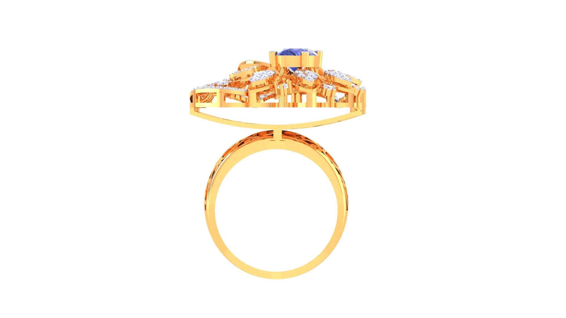 Gemstone High Jewelry Cocktail Ring 3dm stl renders 3D print model_11
