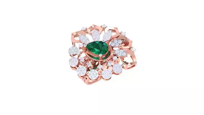 Gemstone High Jewelry Cocktail Ring 3dm stl renders 3D print model
