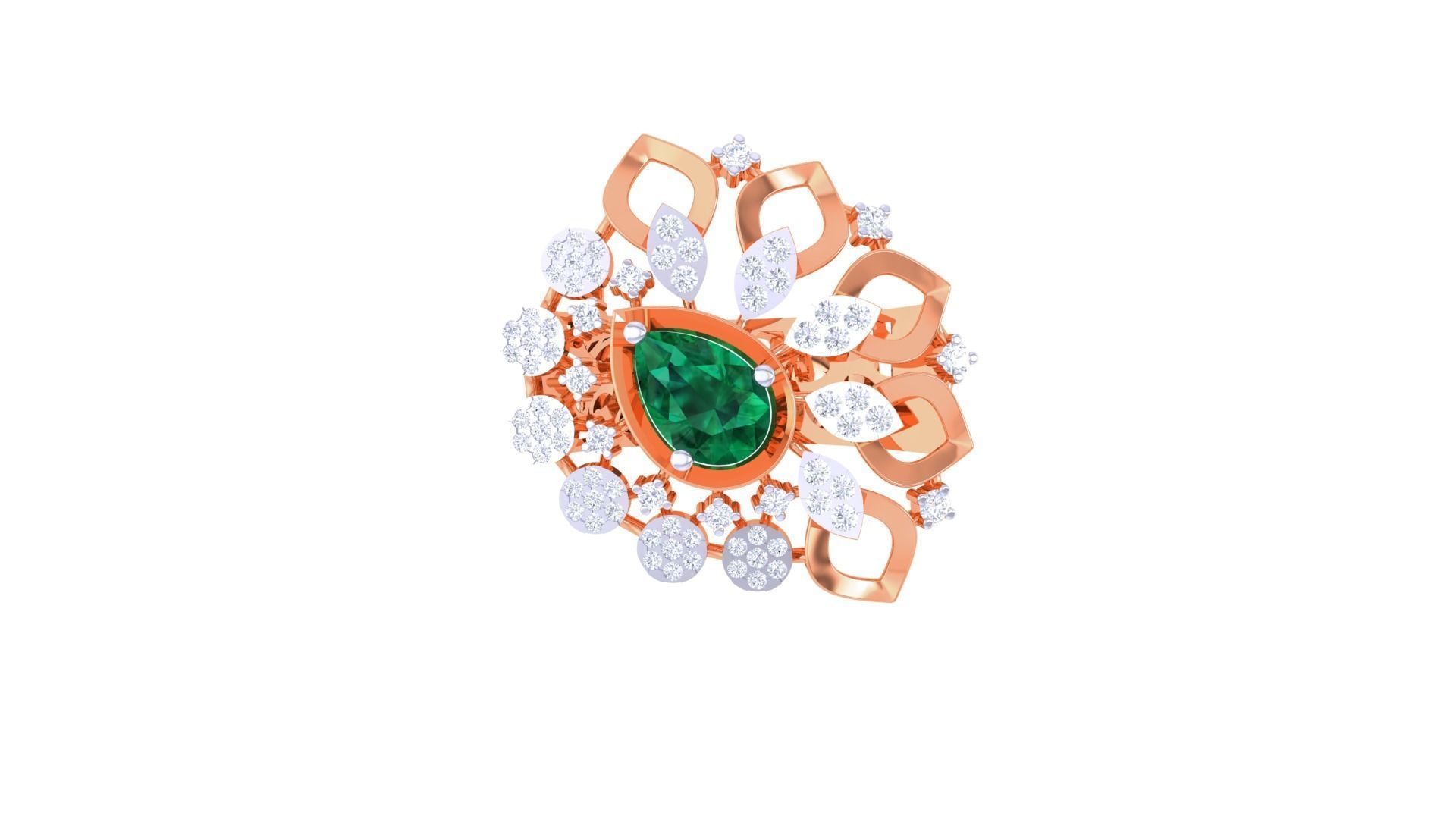 Gemstone High Jewelry Cocktail Ring 3dm stl renders 3D print model_8
