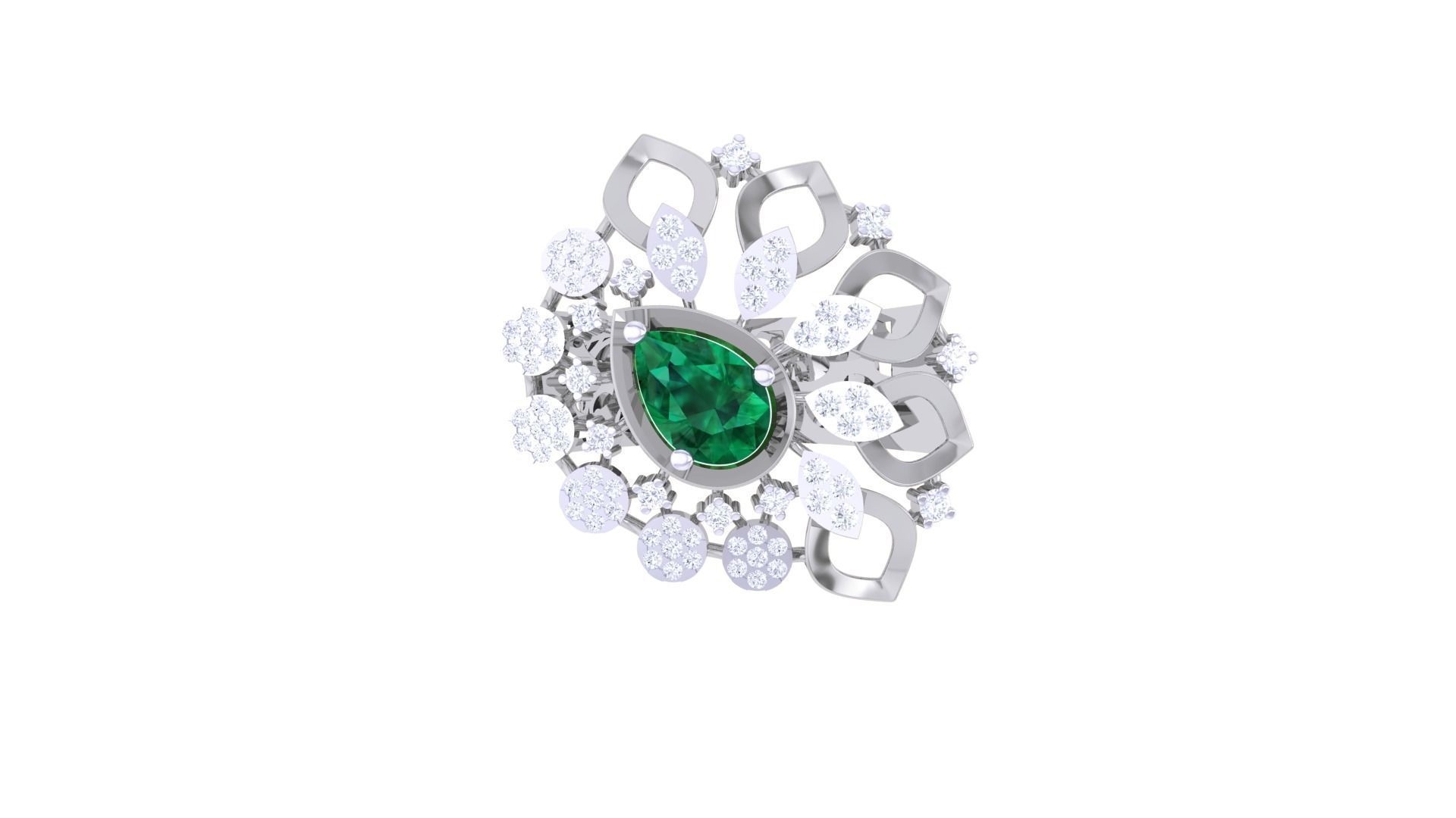 Gemstone High Jewelry Cocktail Ring 3dm stl renders 3D print model_9