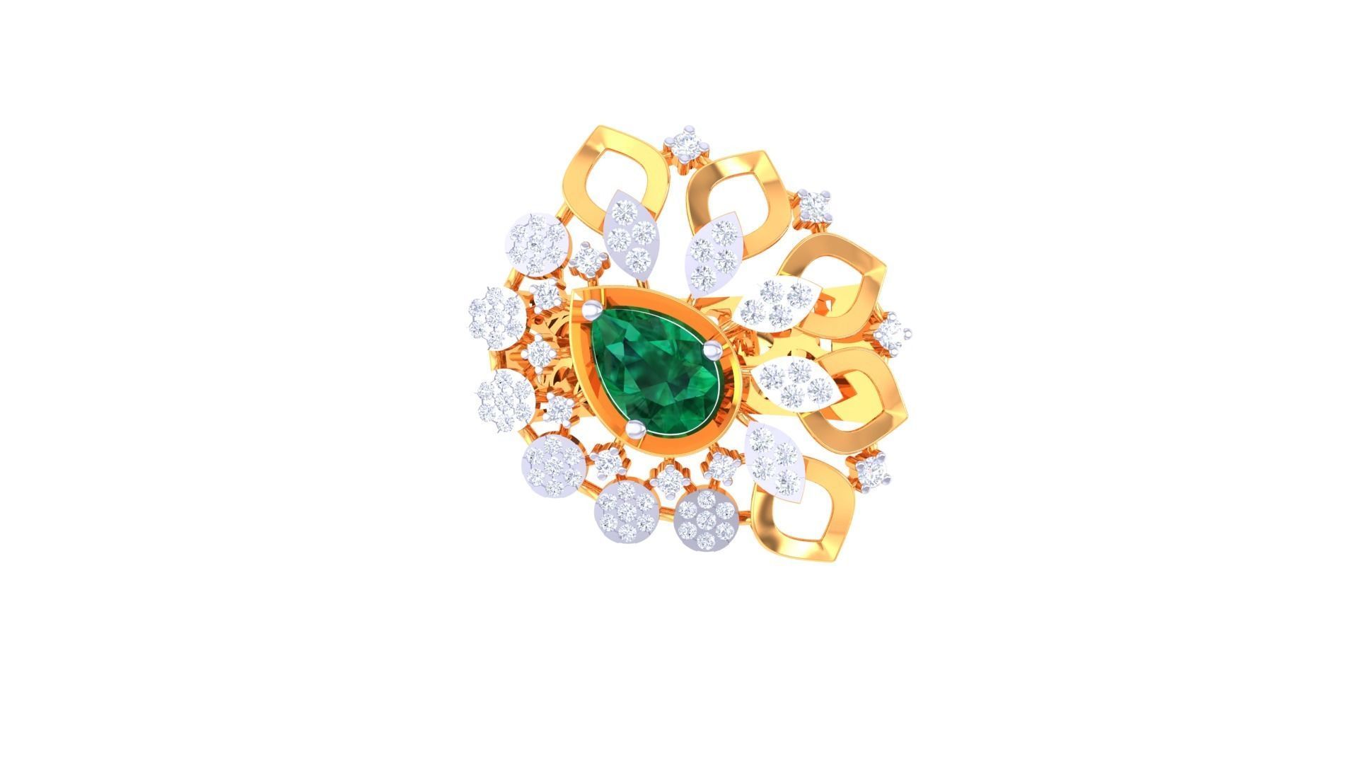 Gemstone High Jewelry Cocktail Ring 3dm stl renders 3D print model_7
