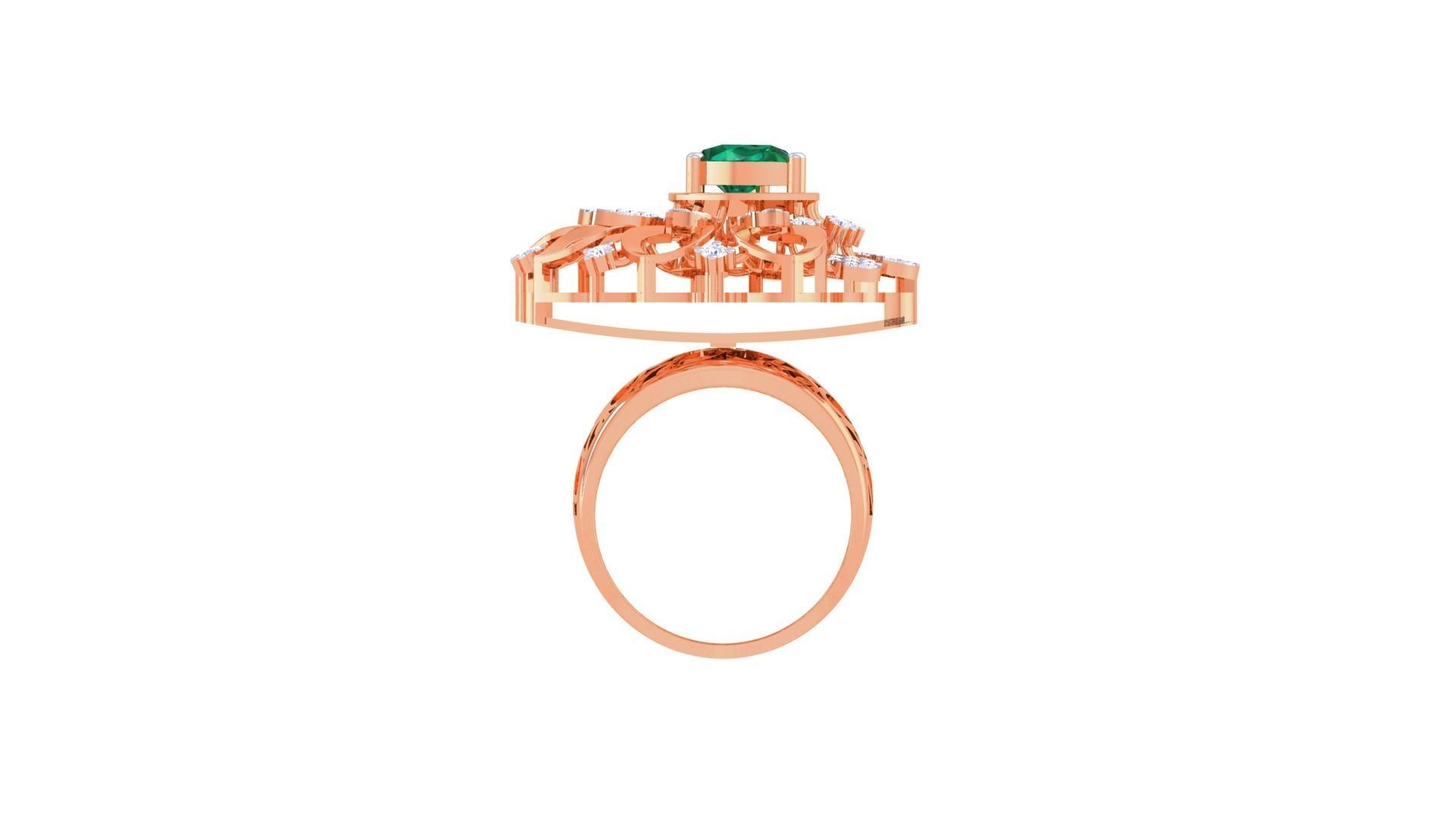 Gemstone High Jewelry Cocktail Ring 3dm stl renders 3D print model_12