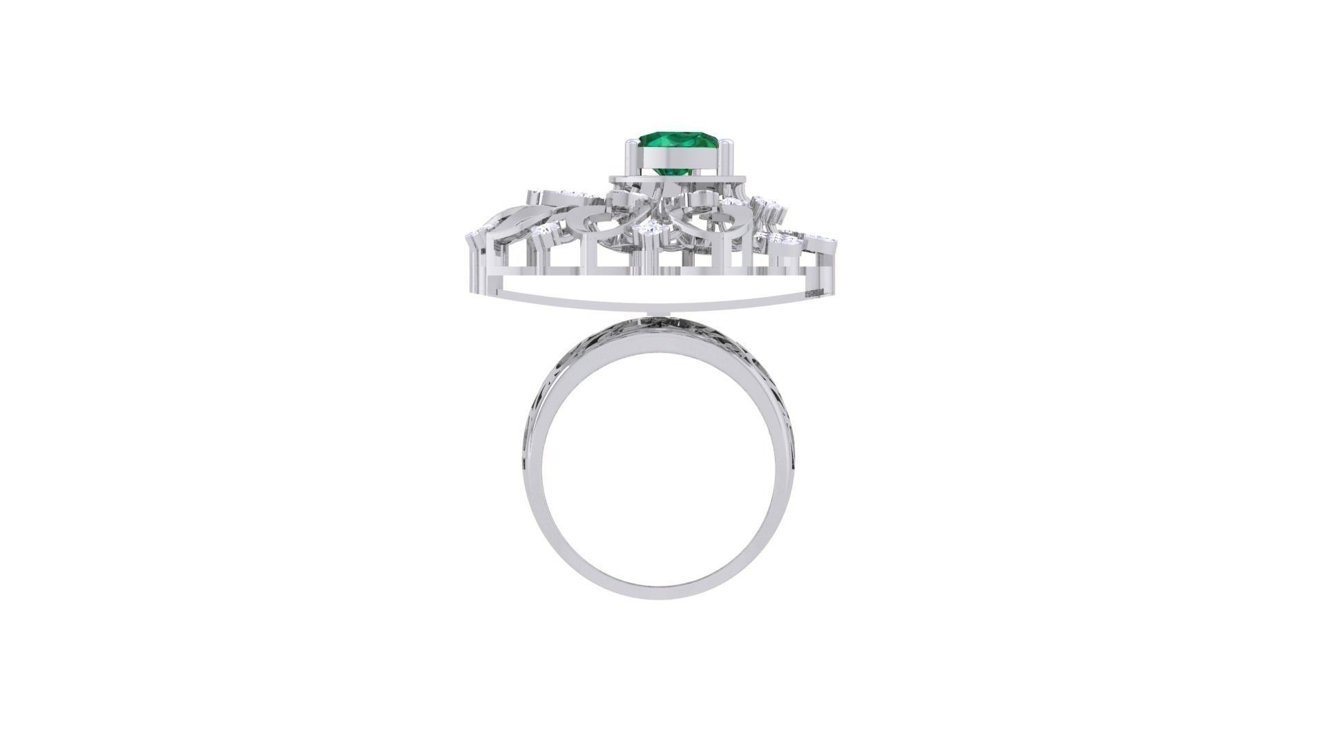 Gemstone High Jewelry Cocktail Ring 3dm stl renders 3D print model_11