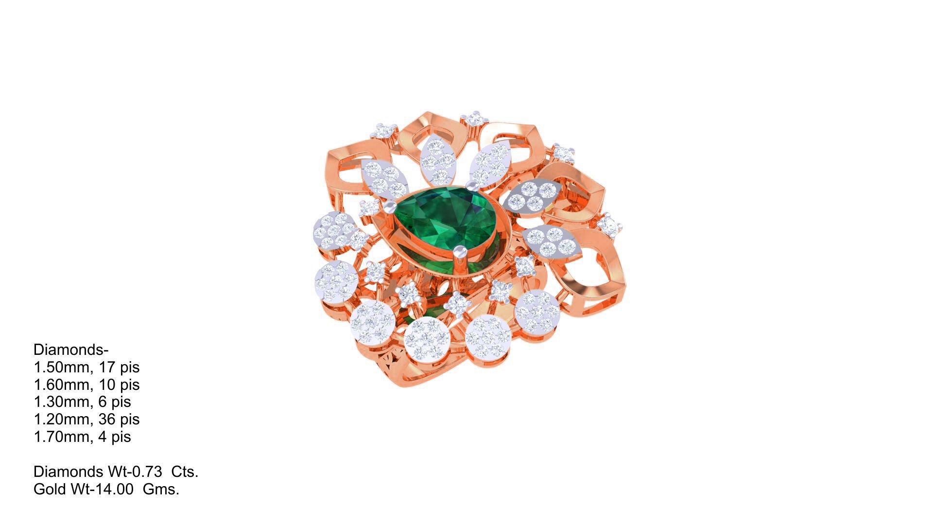 Gemstone High Jewelry Cocktail Ring 3dm stl renders 3D print model_5