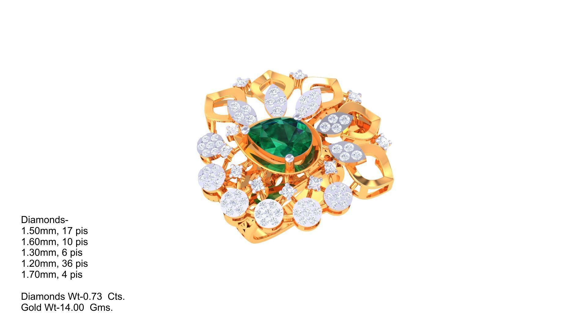 Gemstone High Jewelry Cocktail Ring 3dm stl renders 3D print model_3