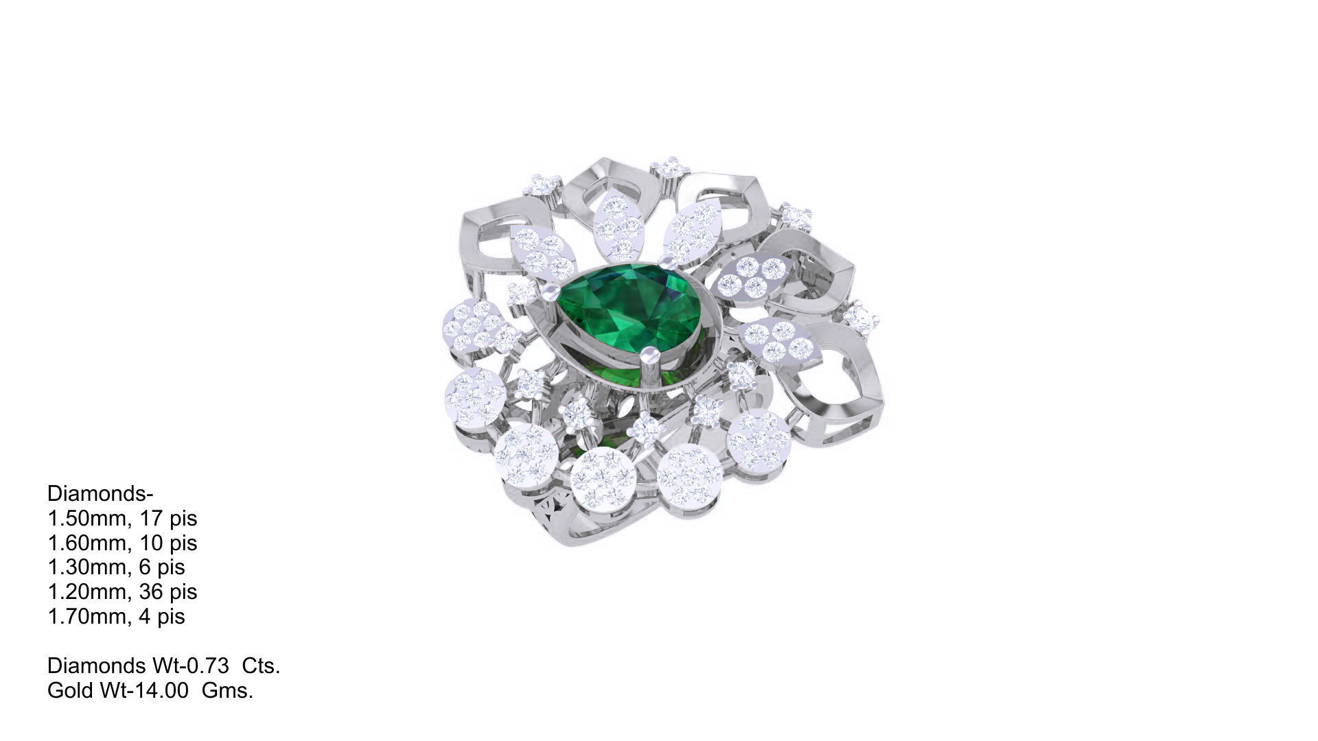 Gemstone High Jewelry Cocktail Ring 3dm stl renders 3D print model_4