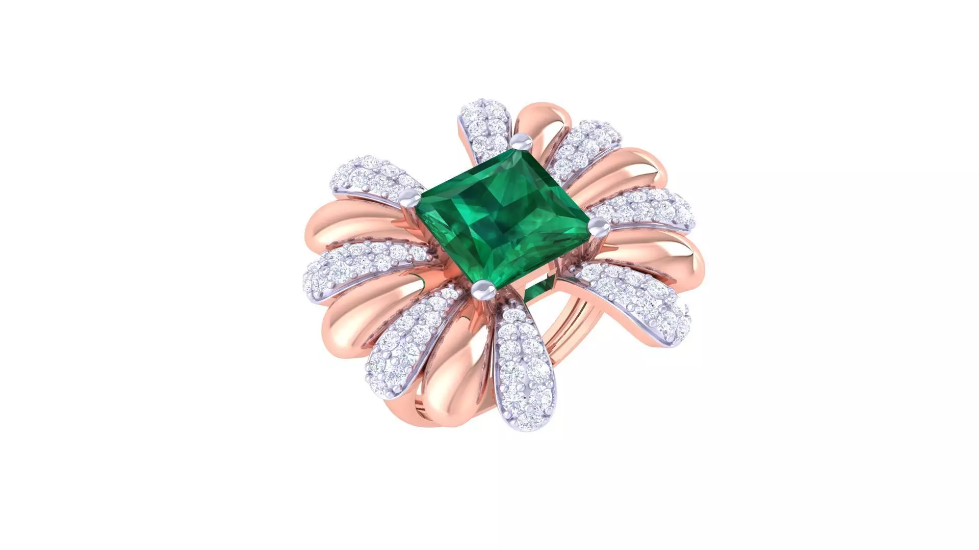 Gemstone High Jewelry Cocktail Ring 3dm stl renders 3D print model_0