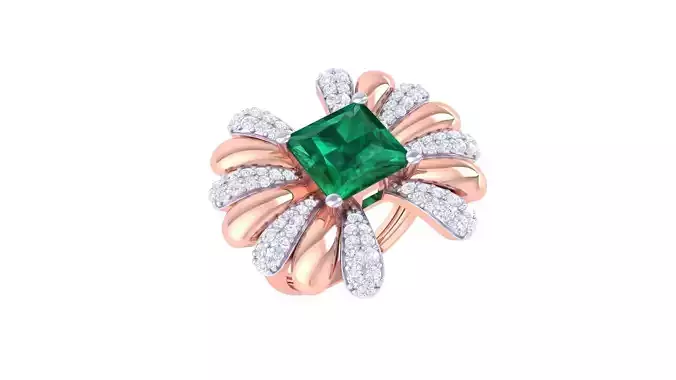 Gemstone High Jewelry Cocktail Ring 3dm stl renders 3D print model