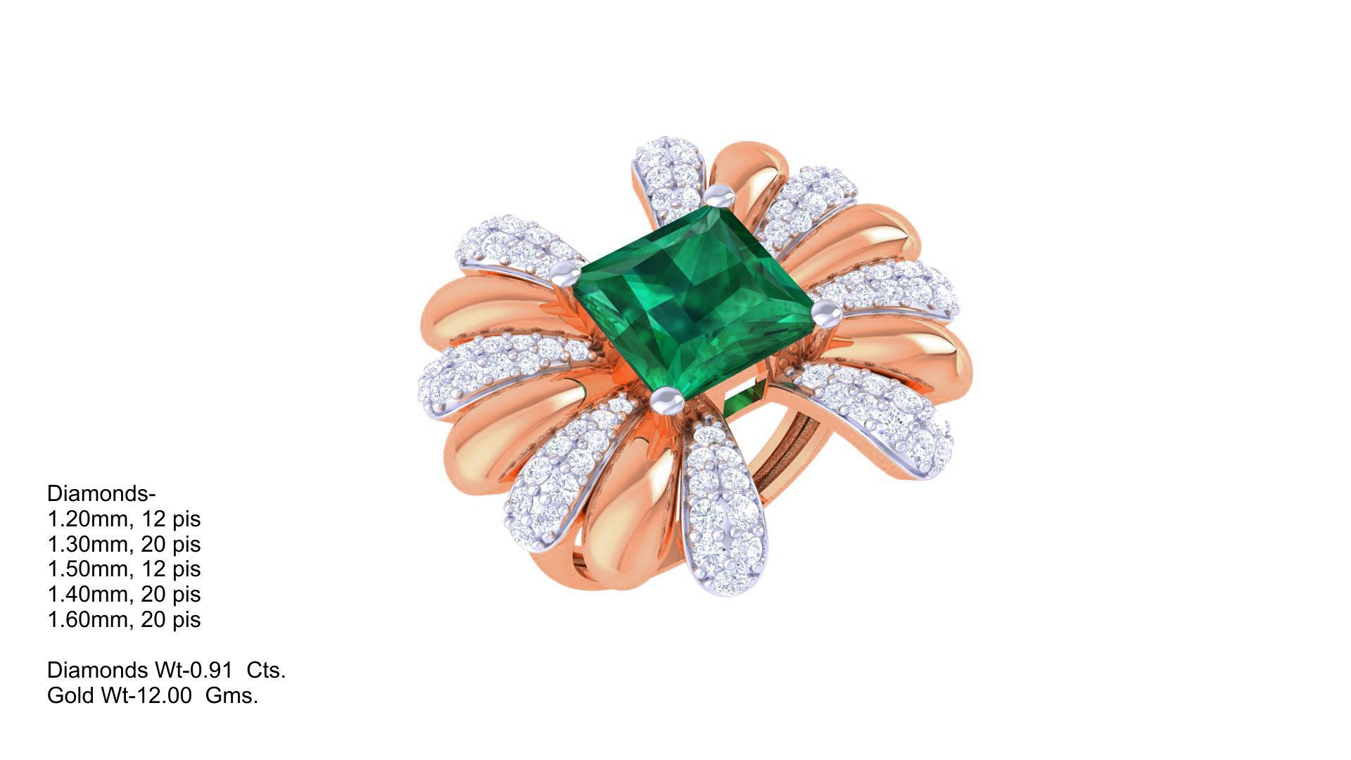 Gemstone High Jewelry Cocktail Ring 3dm stl renders 3D print model_5