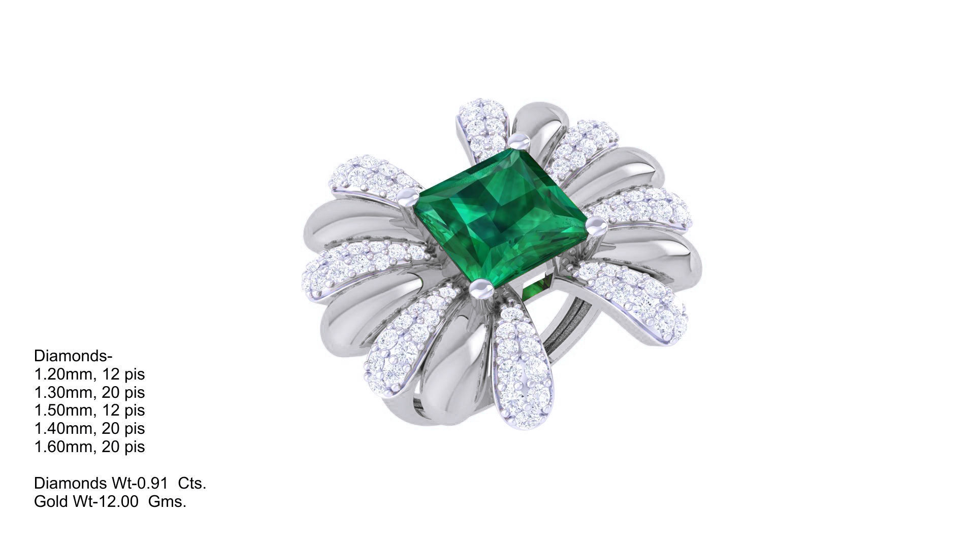 Gemstone High Jewelry Cocktail Ring 3dm stl renders 3D print model_4