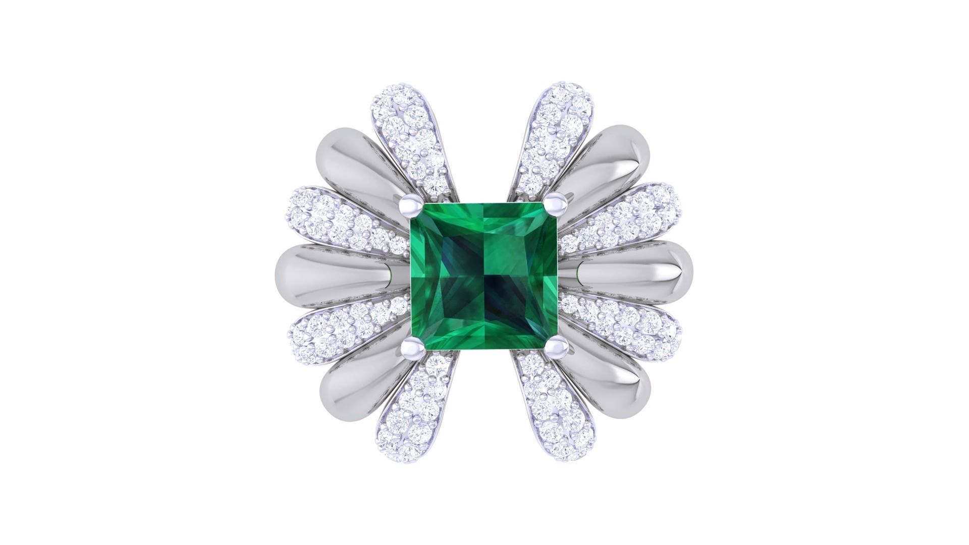 Gemstone High Jewelry Cocktail Ring 3dm stl renders 3D print model_8