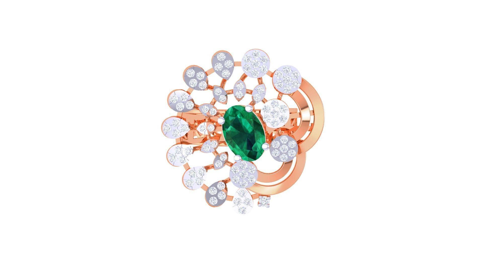 Gemstone High Jewelry Cocktail Ring 3dm stl renders 3D print model_9