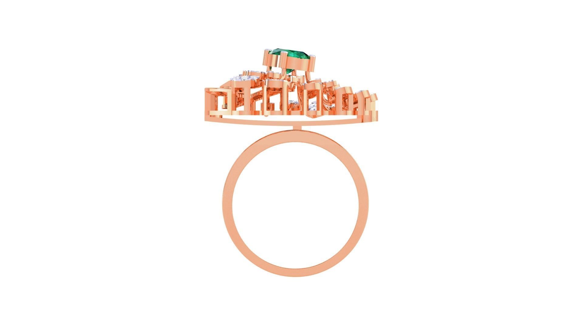 Gemstone High Jewelry Cocktail Ring 3dm stl renders 3D print model_11