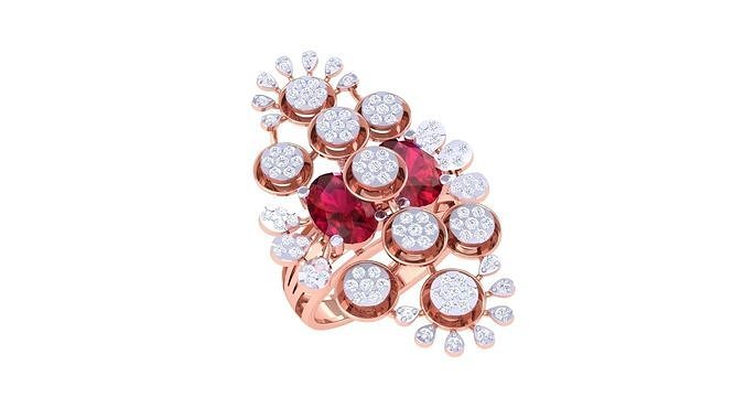 Gemstone High Jewelry Cocktail Ring 3dm stl renders 3D print model
