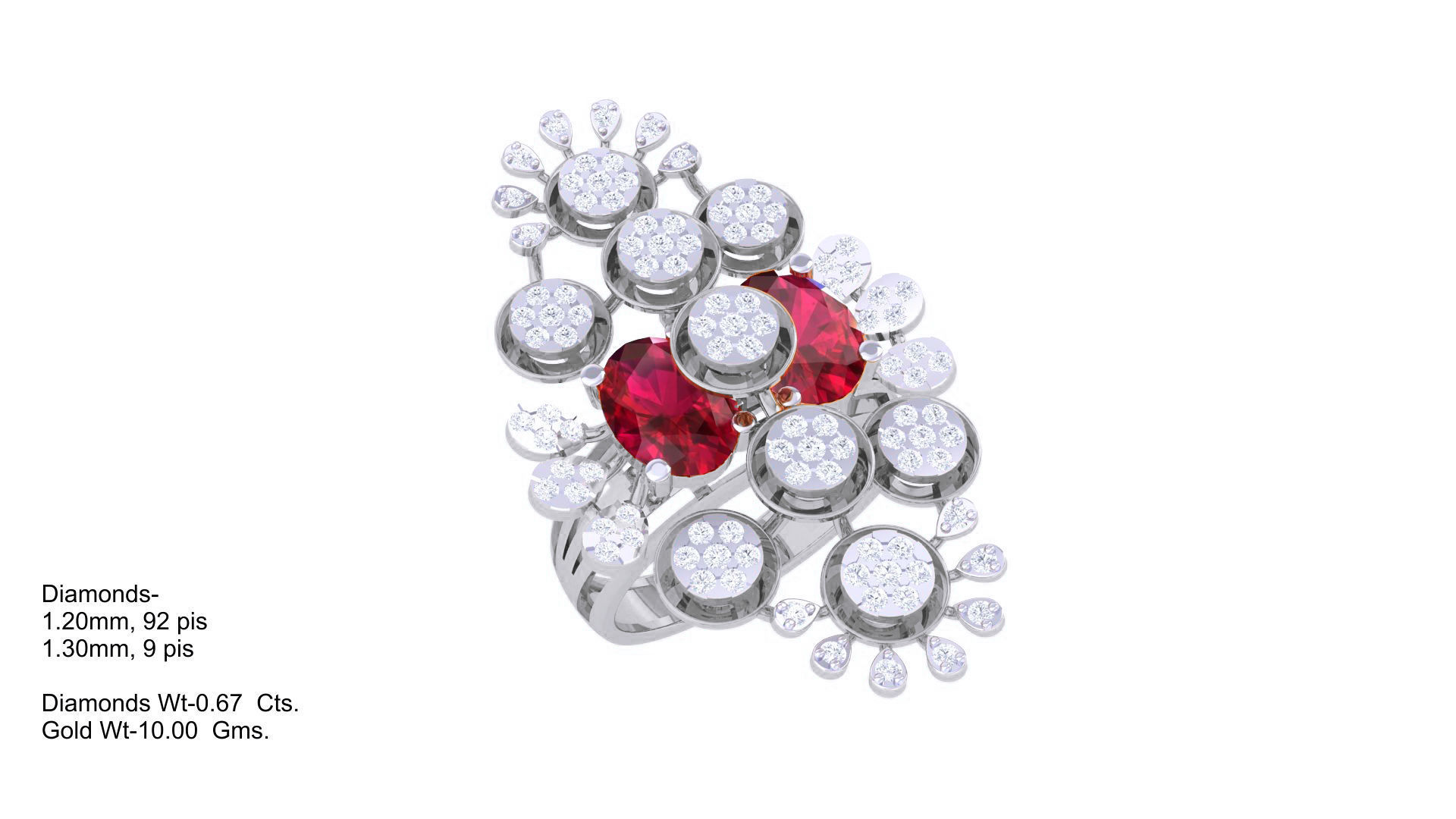 Gemstone High Jewelry Cocktail Ring 3dm stl renders 3D print model_3