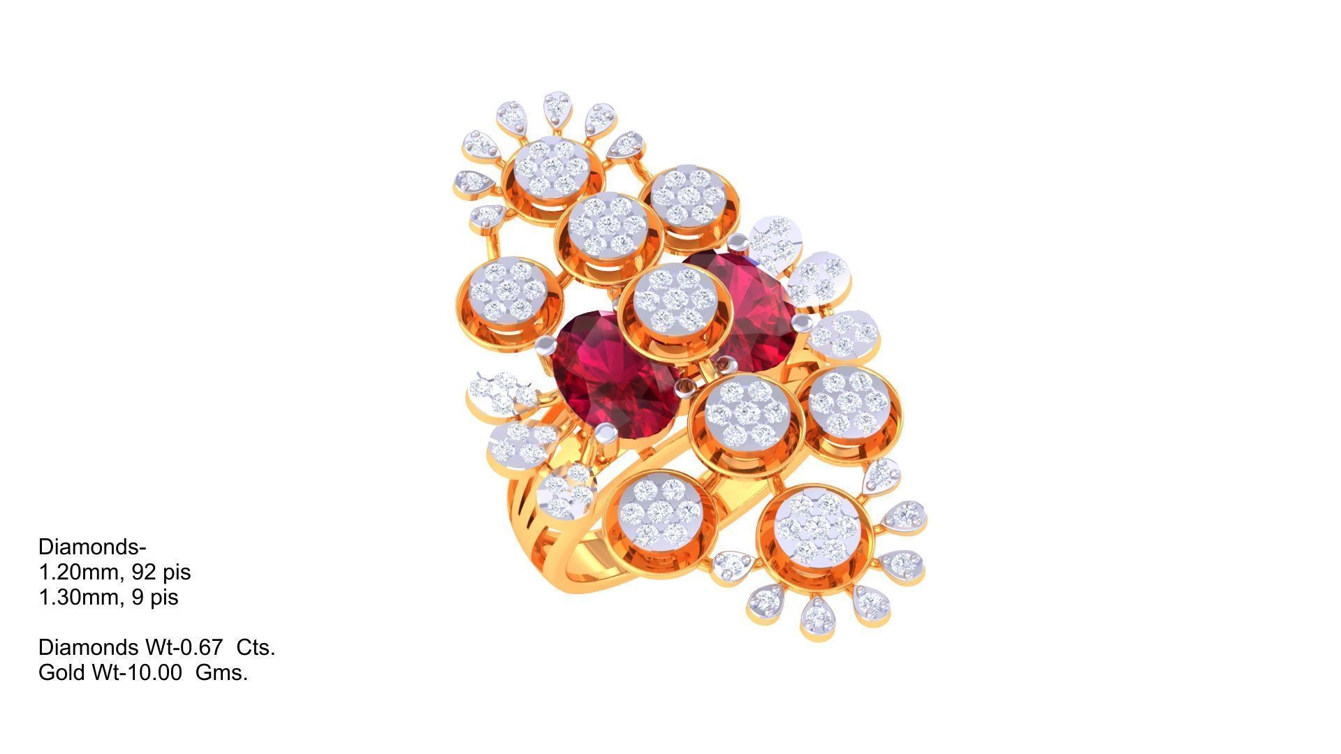 Gemstone High Jewelry Cocktail Ring 3dm stl renders 3D print model_4