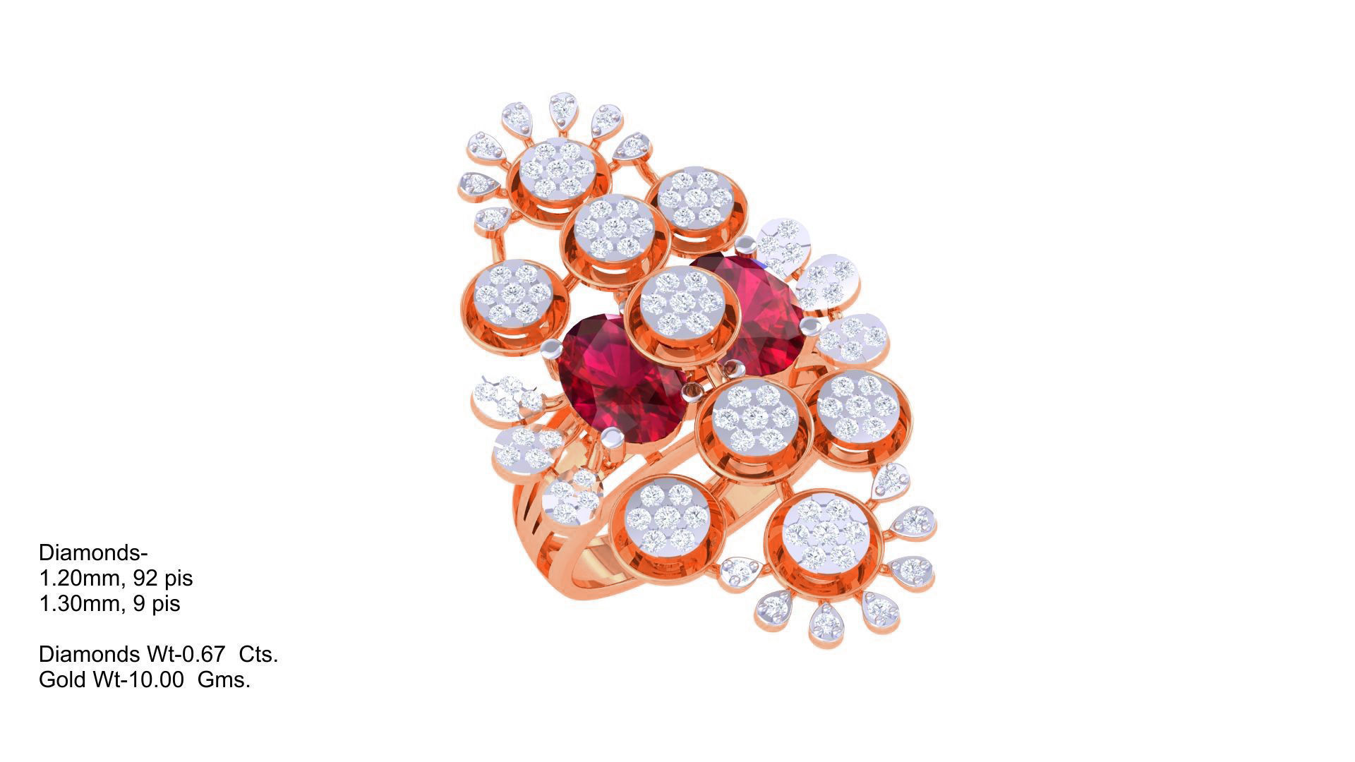 Gemstone High Jewelry Cocktail Ring 3dm stl renders 3D print model_5