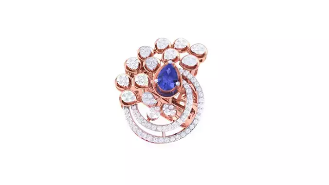 Gemstone High Jewelry Cocktail Ring 3dm stl renders 3D print model