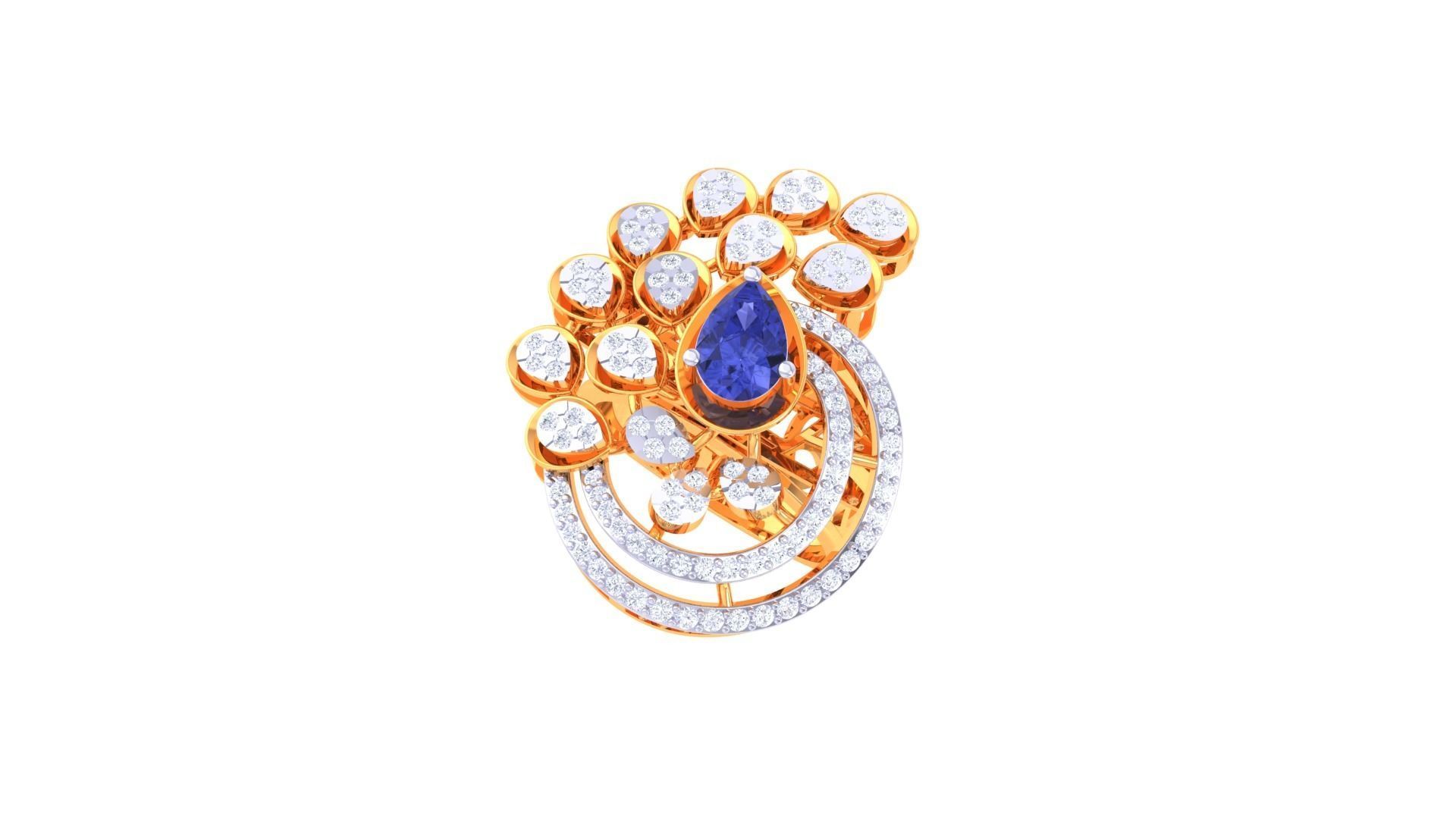 Gemstone High Jewelry Cocktail Ring 3dm stl renders 3D print model_2