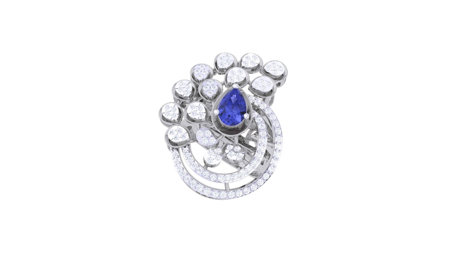 Gemstone High Jewelry Cocktail Ring 3dm stl renders 3D print model_1