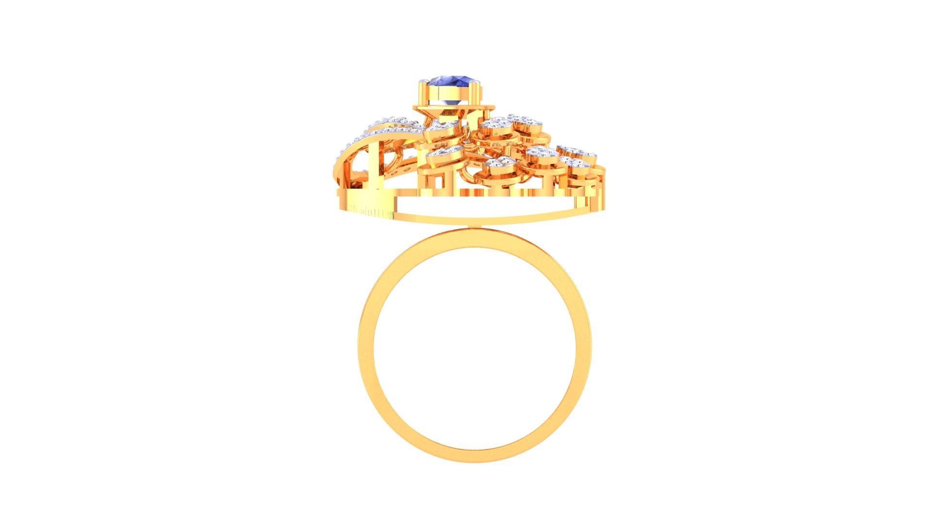 Gemstone High Jewelry Cocktail Ring 3dm stl renders 3D print model_11