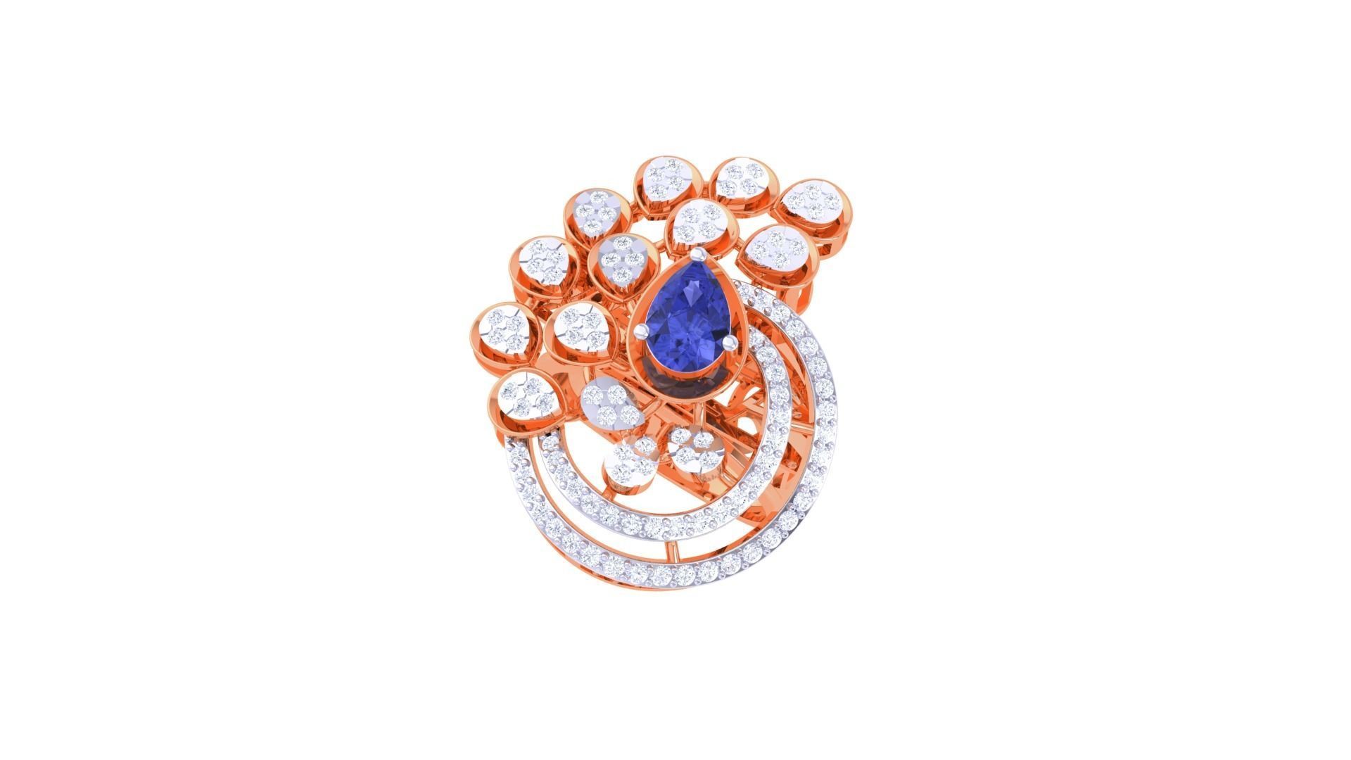 Gemstone High Jewelry Cocktail Ring 3dm stl renders 3D print model_6