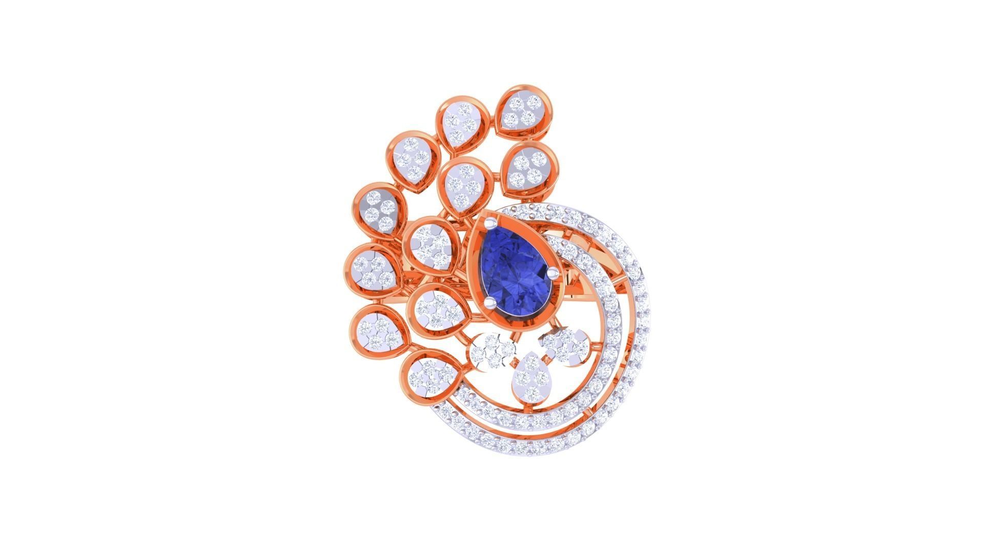 Gemstone High Jewelry Cocktail Ring 3dm stl renders 3D print model_8