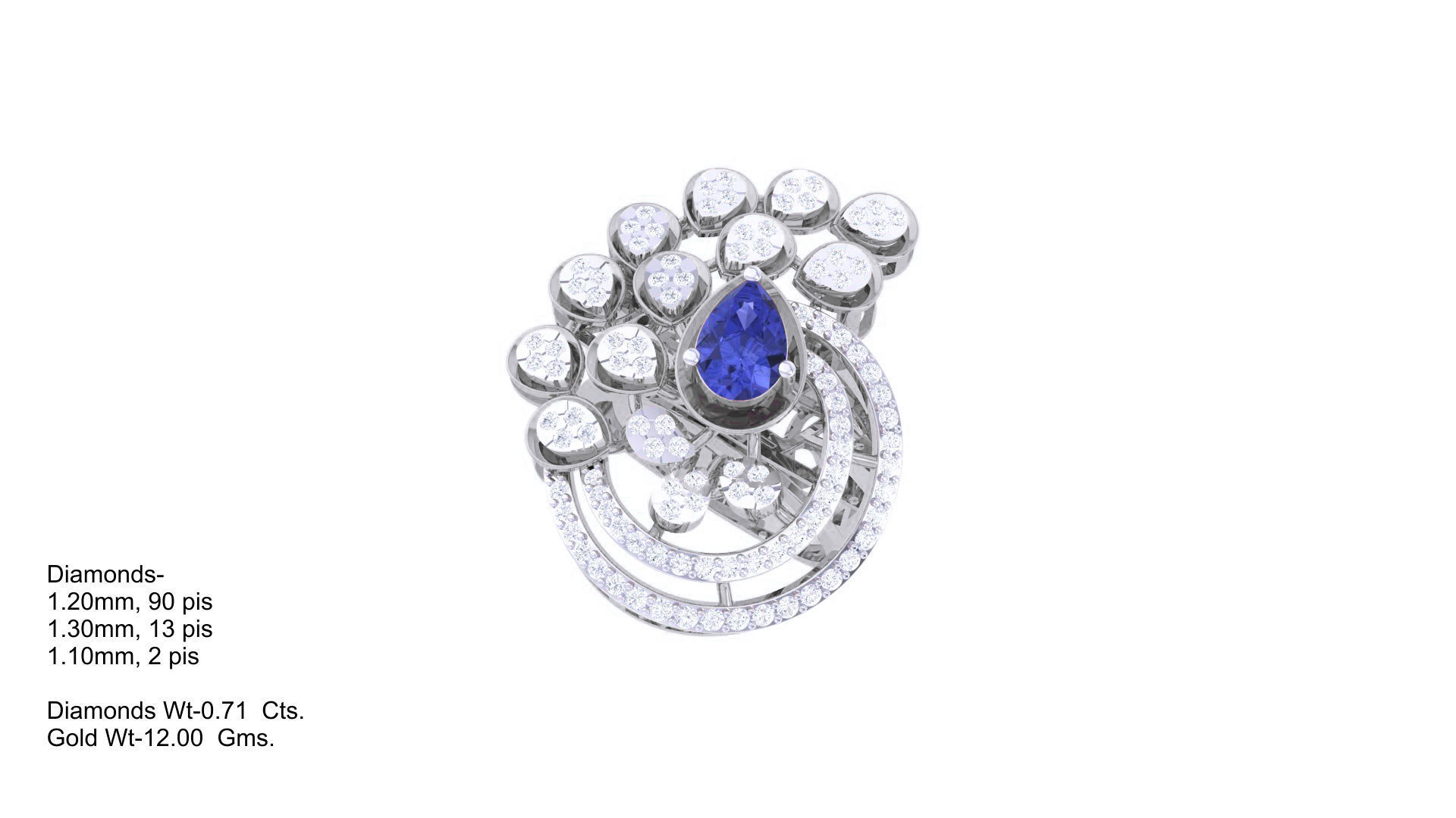Gemstone High Jewelry Cocktail Ring 3dm stl renders 3D print model_4