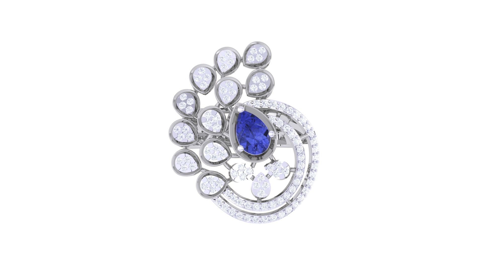 Gemstone High Jewelry Cocktail Ring 3dm stl renders 3D print model_9