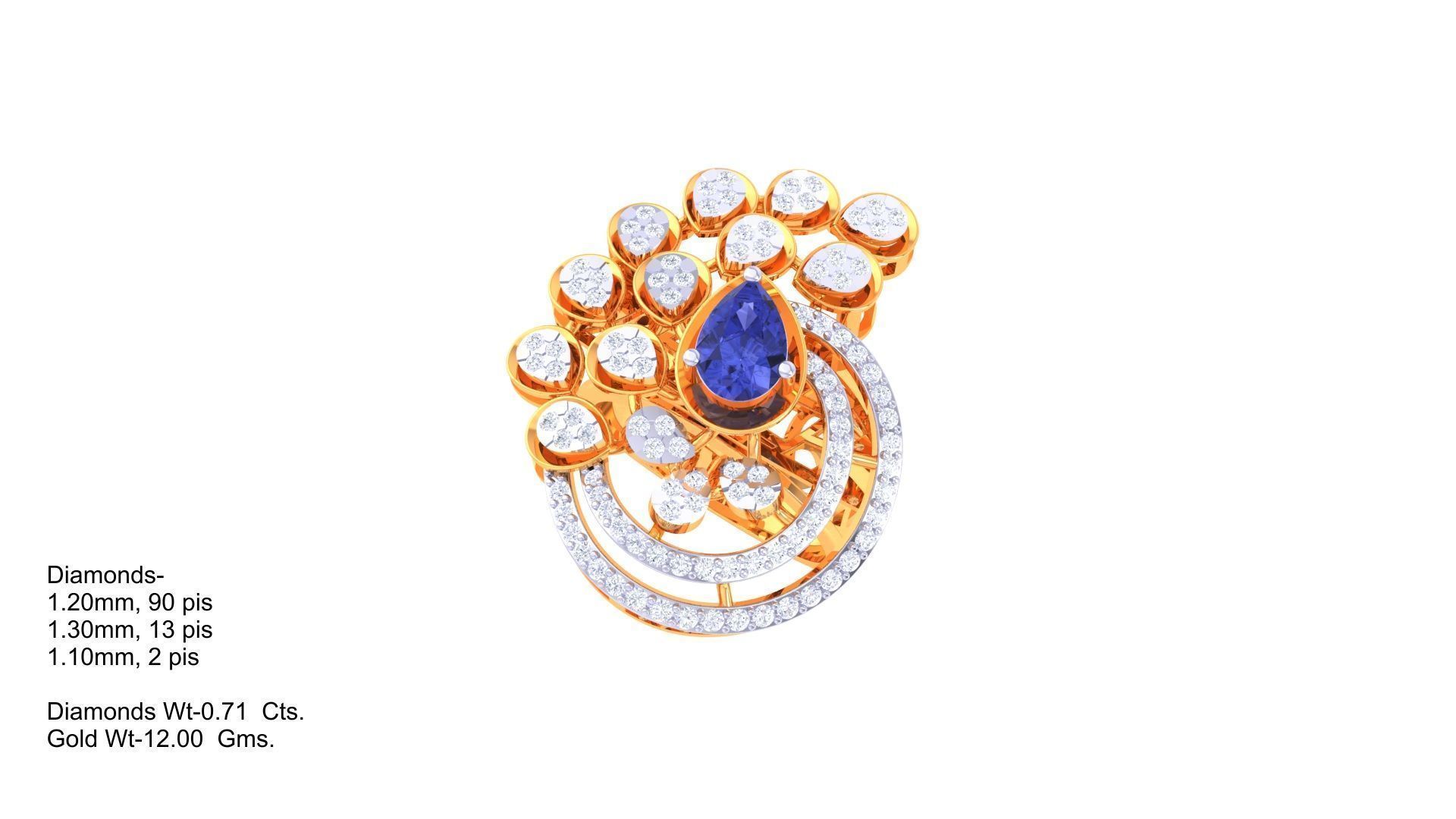 Gemstone High Jewelry Cocktail Ring 3dm stl renders 3D print model_3