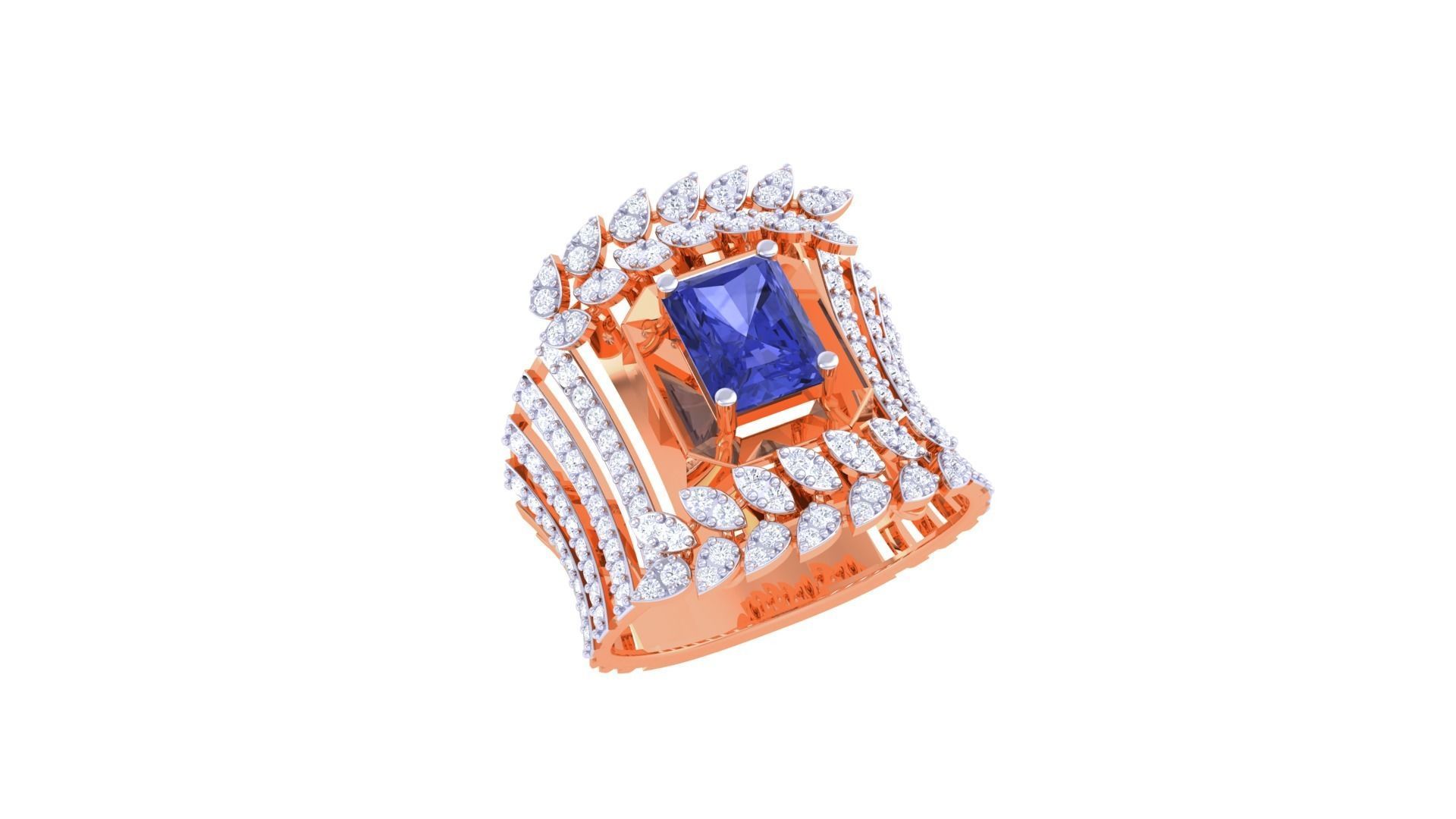 Gemstone High Jewelry Cocktail Ring 3dm stl renders 3D print model_6