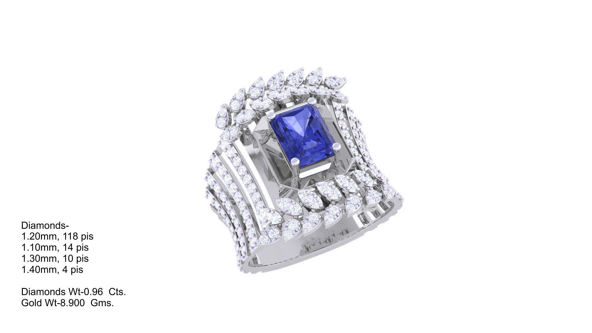 Gemstone High Jewelry Cocktail Ring 3dm stl renders 3D print model_4