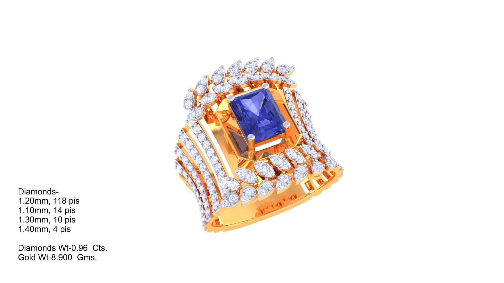 Gemstone High Jewelry Cocktail Ring 3dm stl renders 3D print model_3