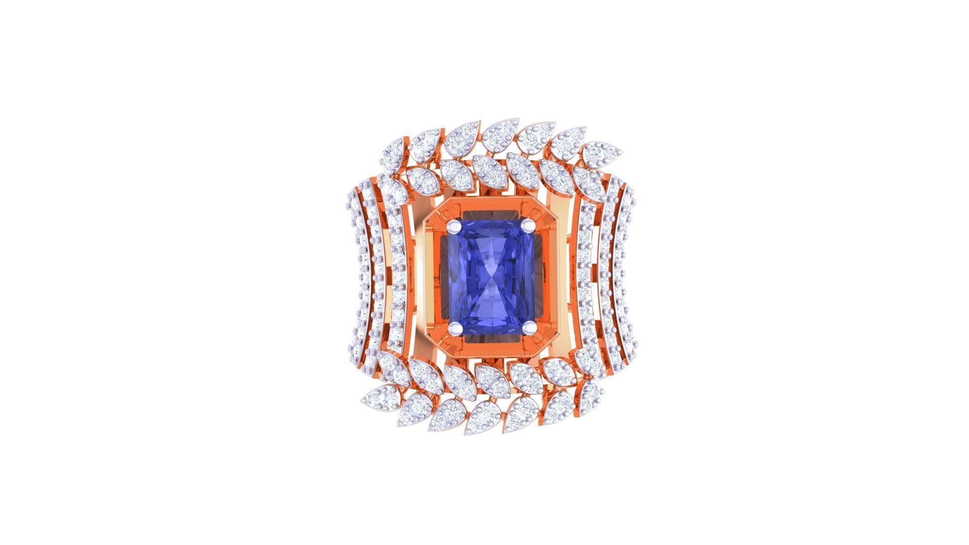 Gemstone High Jewelry Cocktail Ring 3dm stl renders 3D print model_8