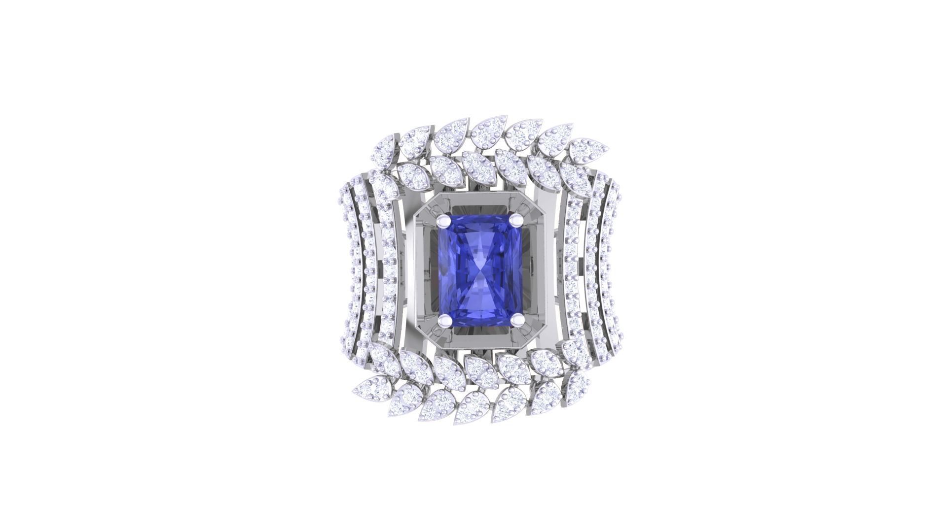 Gemstone High Jewelry Cocktail Ring 3dm stl renders 3D print model_7