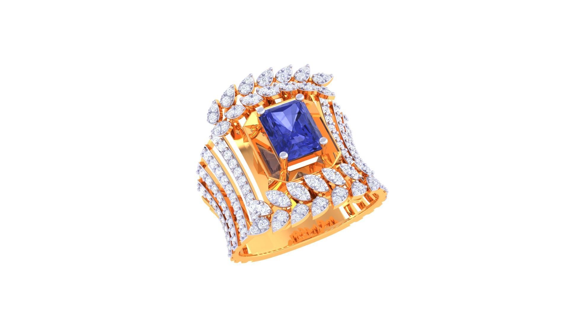 Gemstone High Jewelry Cocktail Ring 3dm stl renders 3D print model_2