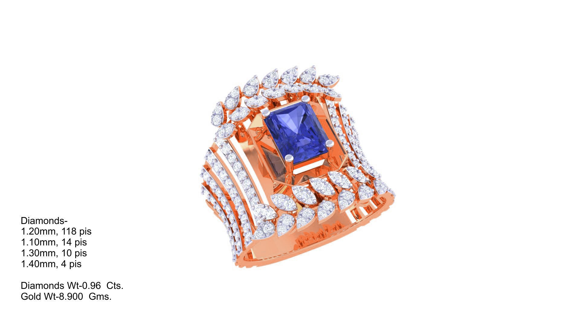 Gemstone High Jewelry Cocktail Ring 3dm stl renders 3D print model_5