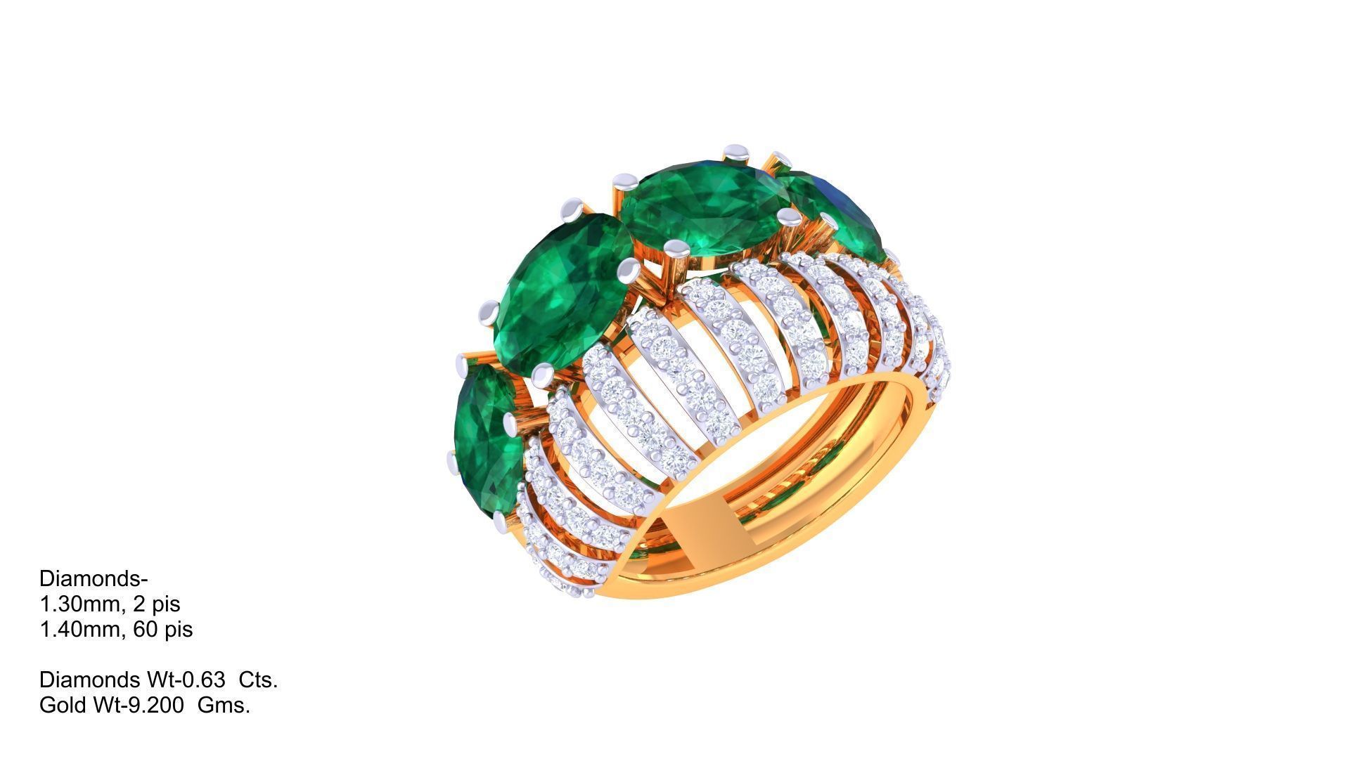 Gemstone High Jewelry Cocktail Ring 3dm stl renders 3D print model_3