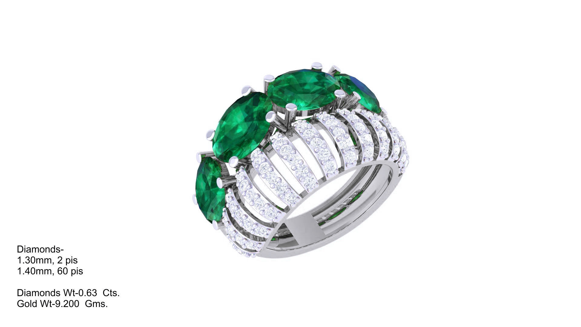 Gemstone High Jewelry Cocktail Ring 3dm stl renders 3D print model_4
