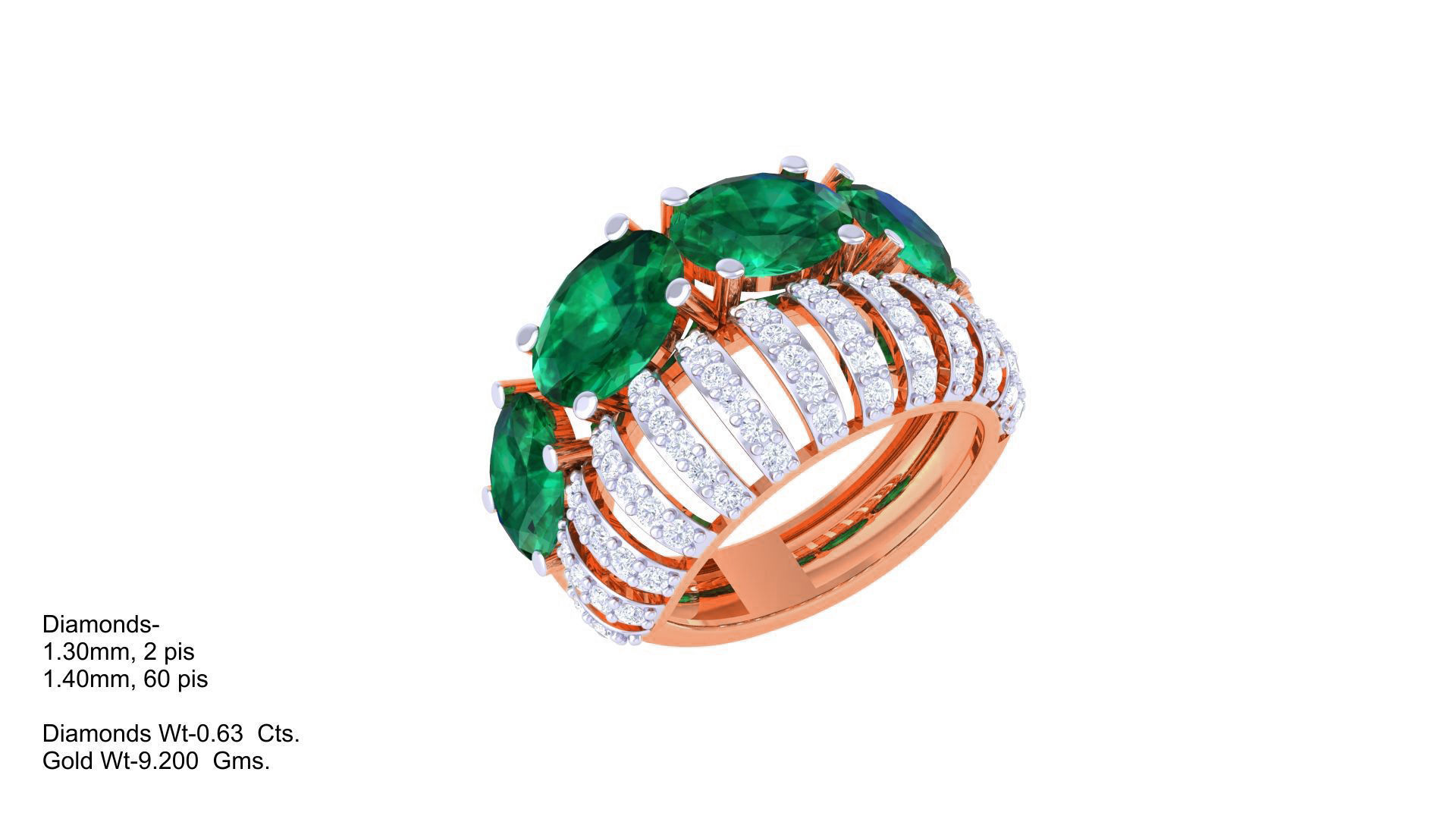 Gemstone High Jewelry Cocktail Ring 3dm stl renders 3D print model_5