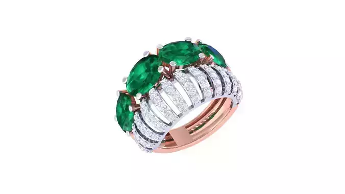 Gemstone High Jewelry Cocktail Ring 3dm stl renders 3D print model
