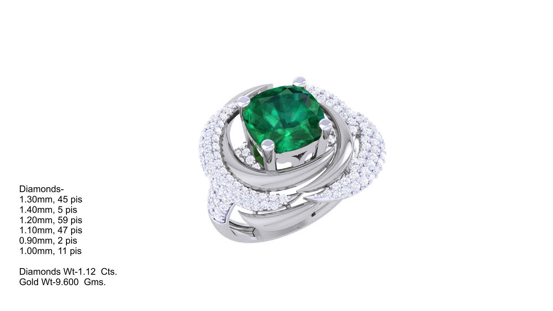 Gemstone High Jewelry Cocktail Ring 3dm stl renders 3D print model_4