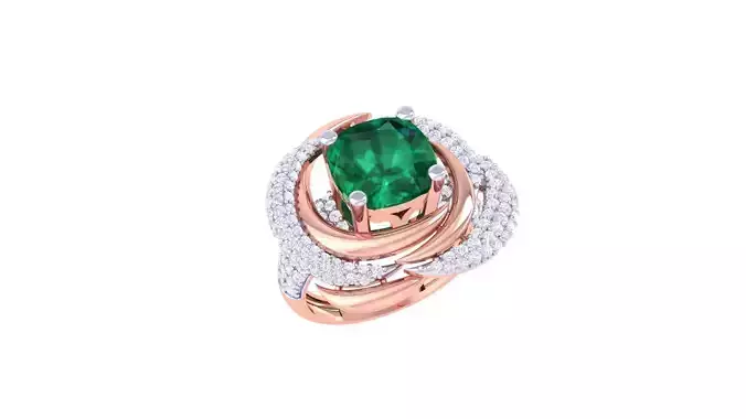Gemstone High Jewelry Cocktail Ring 3dm stl renders 3D print model