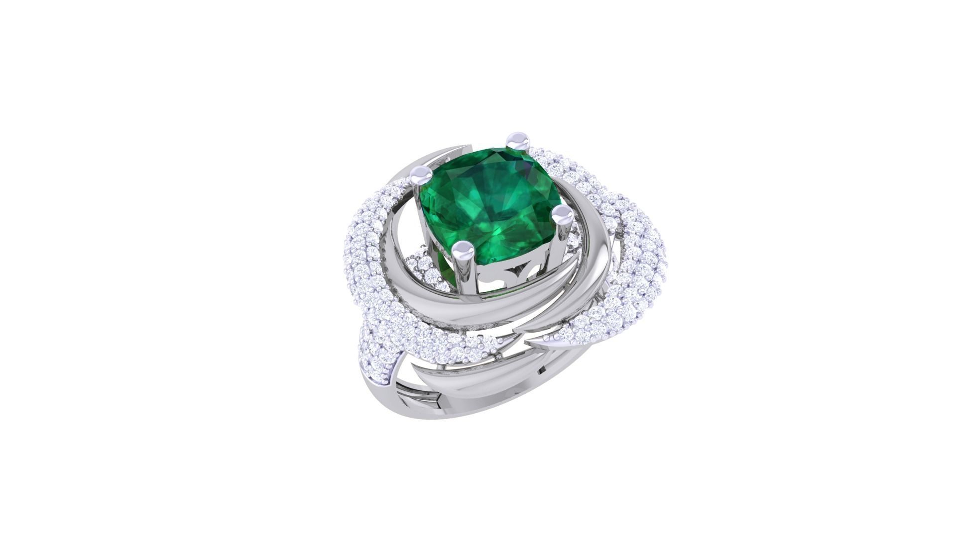 Gemstone High Jewelry Cocktail Ring 3dm stl renders 3D print model_1
